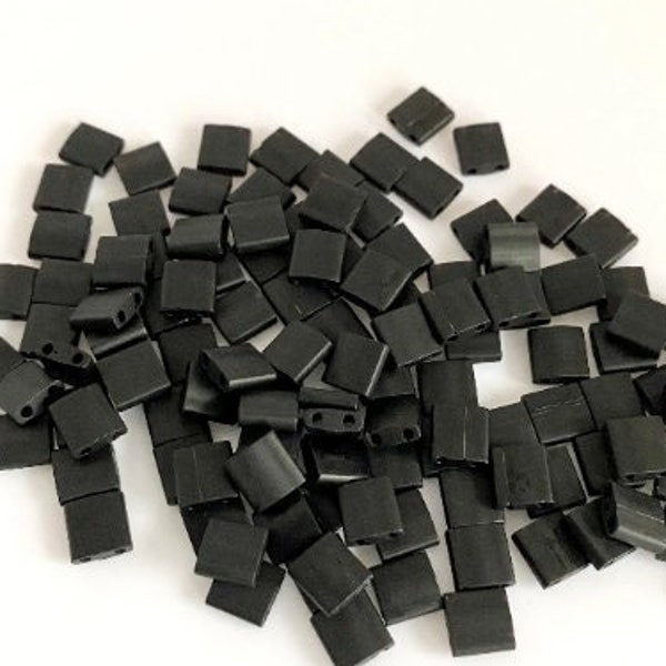 MATTE BLACK | Miyuki Tila Beads | 401F | Whole Tila, Half Tila, Quarter Tila | Anklets & Bracelets Beads | Seed Beads | Tile Bead