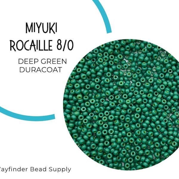 DEEP GREEN Dyed Duracoat 8/0 Miyuki Rocaille Beads | Opaque | Seed Beads | Rocaille Round | Round Beads | RR8-4477