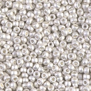 FROSTED STERLING SILVER Plated 8/0 Miyuki Seed Beads | Rocaille Round | Glass Beads | 8-0 Silver Beads | RR8-961F