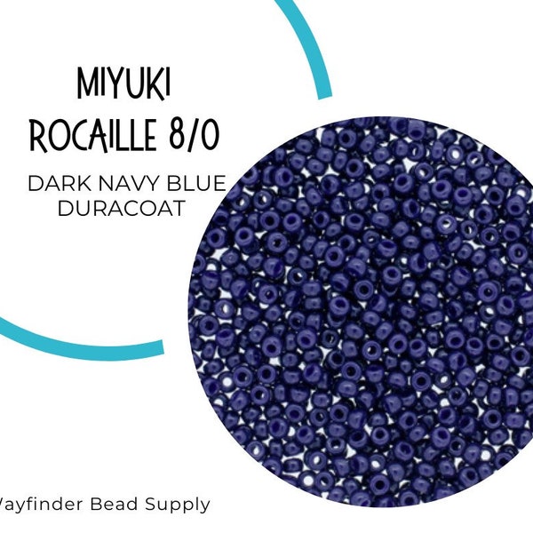 DARK NAVY BLUE Duracoat 8/0 Miyuki Rocaille Beads | Opaque | Seed Beads | Rocaille Round | Round Beads | RR8-4494