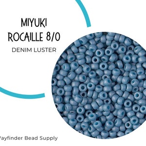 DENIM LUSTER 8/0 Miyuki Rocaille Beads | Matte Opaque | Seed Bead | Rocaille Round | Round Beads | Matte Opaque Pale Denim Luster | RR8-2074