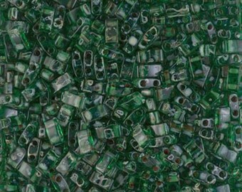 Transparent Green Picasso Half Tila | 7.8 Gram Tube | Miyuki Tila Beads | Miyuki Beads | 4507