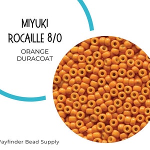 ORANGE Duracoat 8/0 Miyuki Rocaille Beads | Opaque Dyed | Seed Beads | Rocaille Round | Round Beads | RR8-4454
