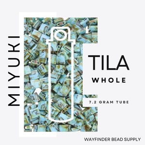 TURQUOISE BLUE PICASSO Opaque Whole Tila | Approx. 7.2 Gram Tube | Miyuki Tila Beads | Miyuki Beads | Tile Bead | TL4514