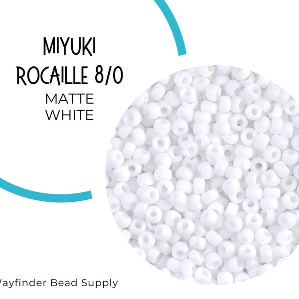 MATTE WHITE Miyuki Rocaille 8/0 | Miyuki Rocaille Beads | Rocaille Round | 8/0 Seed Beads | 402F | Miyuki Beads | RR8-402F