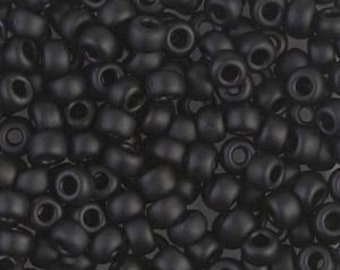 MATTE BLACK 6/0 Miyuki Seed Beads |  Miyuki Rocaille Beads | Rocaille Round | Glass Beads | 6/0 | Seed Beads | RR6-401F