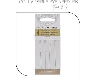 4 COLLAPSIBLE EYE NEEDLES | 2.5" Fine | .30MM | Basic Elements | Set of 4 Needles