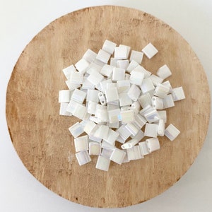 WHITE PEARL RAINBOW | Miyuki Tila Beads | 471 | Whole Tila, Half Tila, Quarter Tila | Anklet & Bracelet Bead | Seed Bead | Tile Bead | Glass