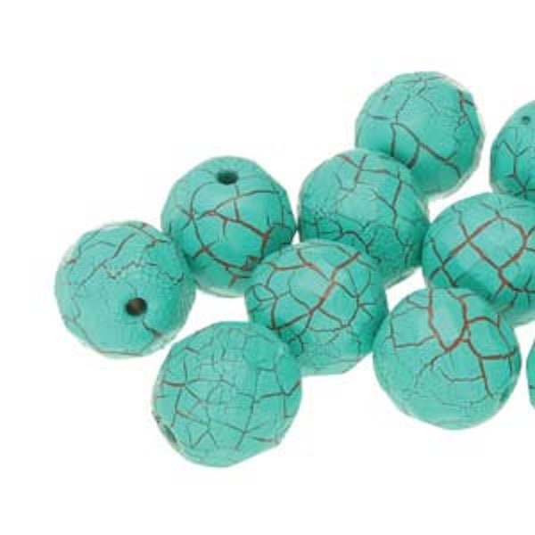 4MM Ionic Turquoise Green/Brown Fire Polish Beads | 40 Beads per Strand | Strung Beads | Czech Beads | Bracelet Beads