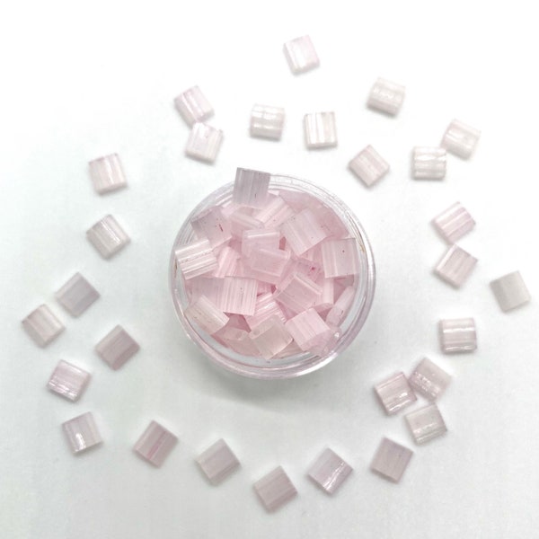 SILK PALE PINK | Miyuki Tila Beads | 2594 | Whole Tila, Half Tila, Quarter Tila | Anklet & Bracelet Bead | Seed | Tile | Glass | Light Pink