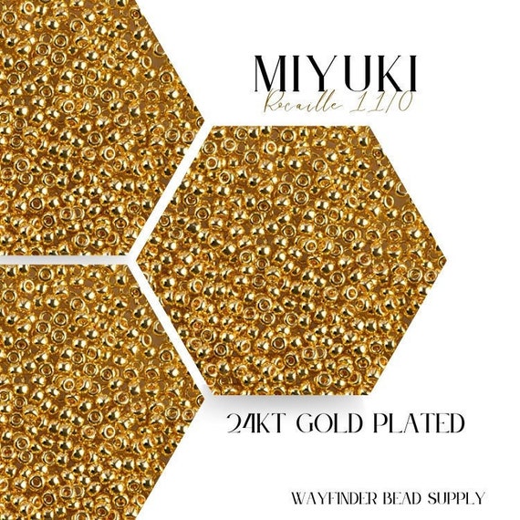 24KT GOLD PLATED Miyuki 11/0 Seed Beads | Miyuki Rocaille Beads | 11/0 Round | 11-191