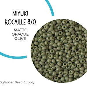 MATTE OPAQUE OLIVE 8/0 Seed Beads | Miyuki Rocaille Round | Round Glass Beads | RR8-2318