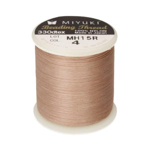 May include: A spool of beige Miyuki Beading Thread, 330dtex, 100% nylon, made in Japan. The spool is labeled "MH15R 4".