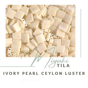 IVORY PEARL CEYLON Luster | Miyuki Tila Beads | 491 | Opaque | Whole Tila, Half Tila, Quarter Tila | Bracelet Beads | Seed | Tile