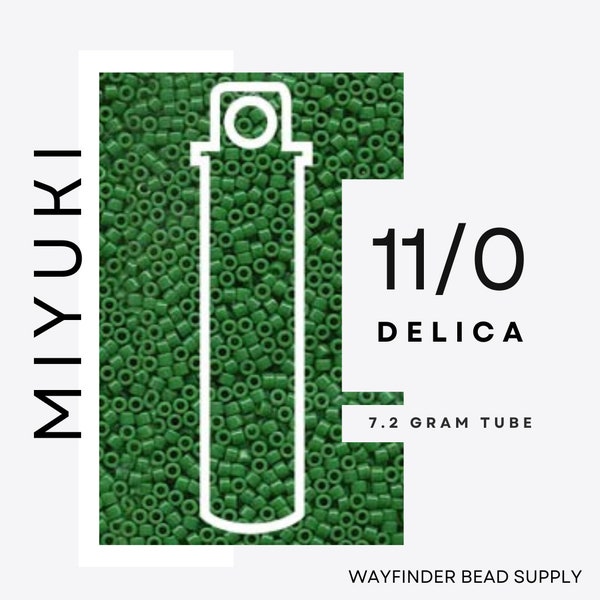 OPAQUE KELLY GREEN Dyed Delica 11/0 | 7.2 Gram Tube Approx. | Miyuki 11/0 | Miyuki Delica Beads | 11-0 Beads | Miyuki Beads | DB655