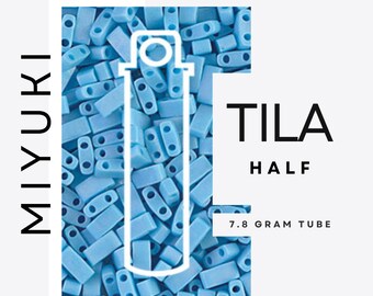 Matte Turquoise Blue AB Half Tila | 7.8 Gram Tube | Miyuki Tila Beads | Miyuki Beads | 413FR