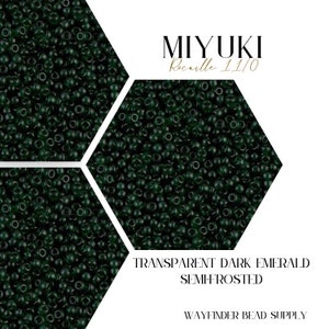 TRANSPARENT DARK EMERALD Semi-Frosted Rocaille 11/0 | Miyuki Seed Beads | Rocaille Round | Round Glass Beads | RR11-156SF