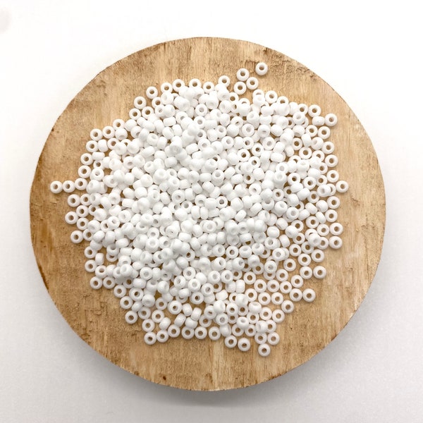 WHITE 8/0 Miyuki Seed Beads | Opaque  | Miyuki Rocaille Beads | Rocaille Round | Glass Beads | 8/0 | 402 | Miyuki Beads | RR8-402