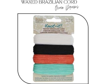 OCEAN DREAMS | 1MM Waxed Polyester Cord | Brazilian Waxed Cord | Macrame Waxed Cord | Knotting String | Friendship Bracelet Thread