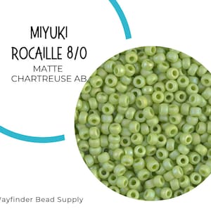 MATTE CHARTREUSE AB 8/0 Miyuki Rocaille Beads | Opaque | Seed Beads | Rocaille Round | Round Beads | RR8-416FR