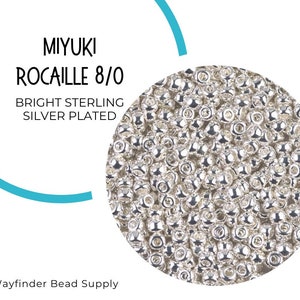 BRIGHT STERLING SILVER Plated 8/0 Miyuki Rocaille Beads | Seed Beads | Round Beads | 8-0 Silver Beads | RR8-961