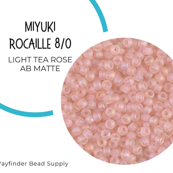 LIGHT TEA ROSE Ab Matte Transparent 8/0 Miyuki Rocaille Beads | Seed Beads | Rocaille Round | Round Beads | RR8-155FR