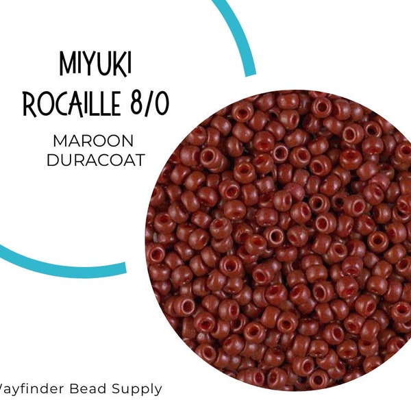 MAROON DURACOAT 8/0 Miyuki Seed Beads | Dyed Opaque | Rocaille Round | Round Glass Beads | RR8-4470