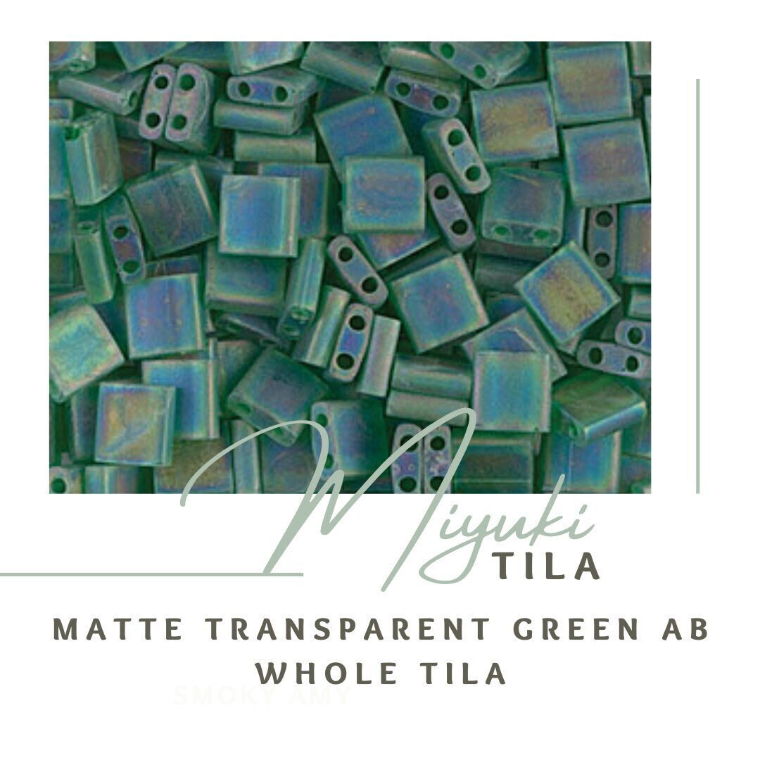 Quarter Tila #146FR MATTE TR. GREEN AB 5x1.2x1.9mm 2-Hole Miyuki Seed Beads