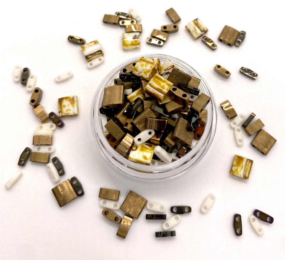 PEBBLES Miyuki Tila Beads Tila Mix Whole, Half, & Quarter Tila Bracelet Beads Seed Beads Tile