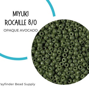 OPAQUE AVOCADO 8/0 Seed Beads | Miyuki Rocaille Round | Round Glass Beads | RR8-501