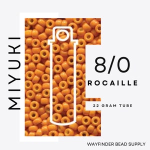 DURACOAT ORANGE 8/0 Miyuki Rocaille Beads | Approx. 22 Gram Tube | Opaque Dyed | 4454 | Seed Beads | Rocaille Round | Round Beads | 8-4454
