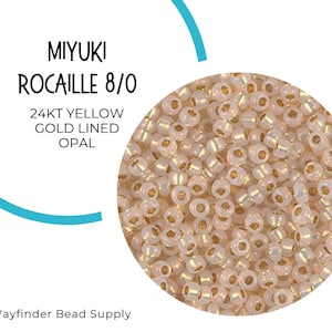 24KT Yellow Gold Lined Opal 8/0 Miyuki Rocaille Beads | Seed Beads | Round Beads | 8-0 Gold Beads | RR8-196