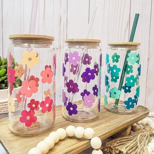 Lvoetgif Floral with Butterfly Iced Coffee Glasses with Bamboo Lids and  Straw, Wildflower Drinking B…See more Lvoetgif Floral with Butterfly Iced