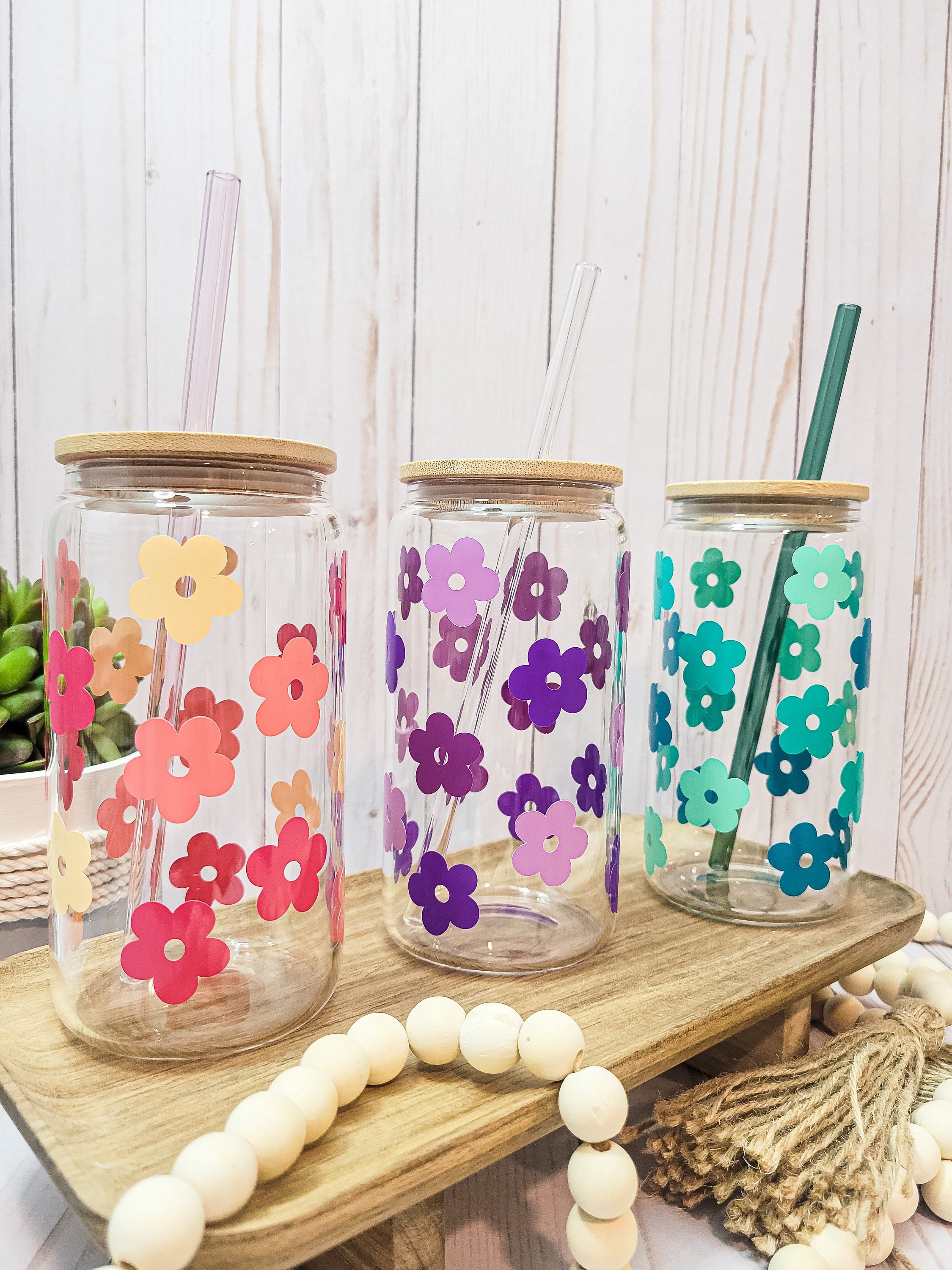 Sunflower Cup / Personalized Glass With Bamboo Lid And Straw – Farmhouse  for the Soul
