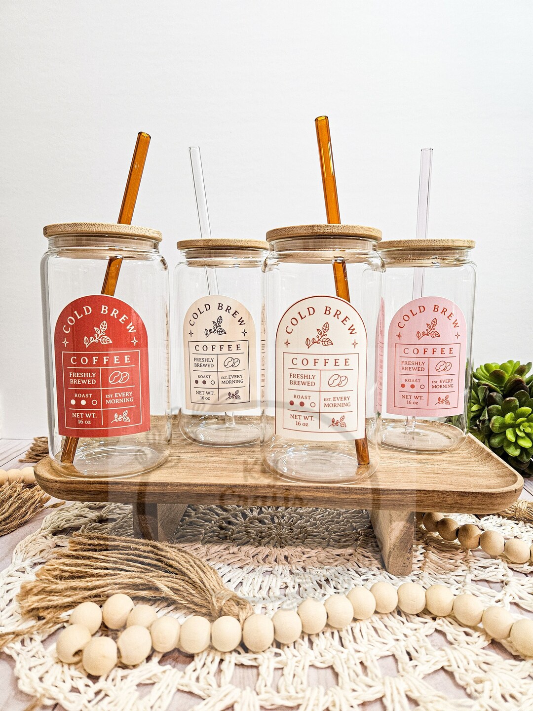 Cold Brew Coffee Cup, Coffee Beer Can Glass With Lid and Straw ...