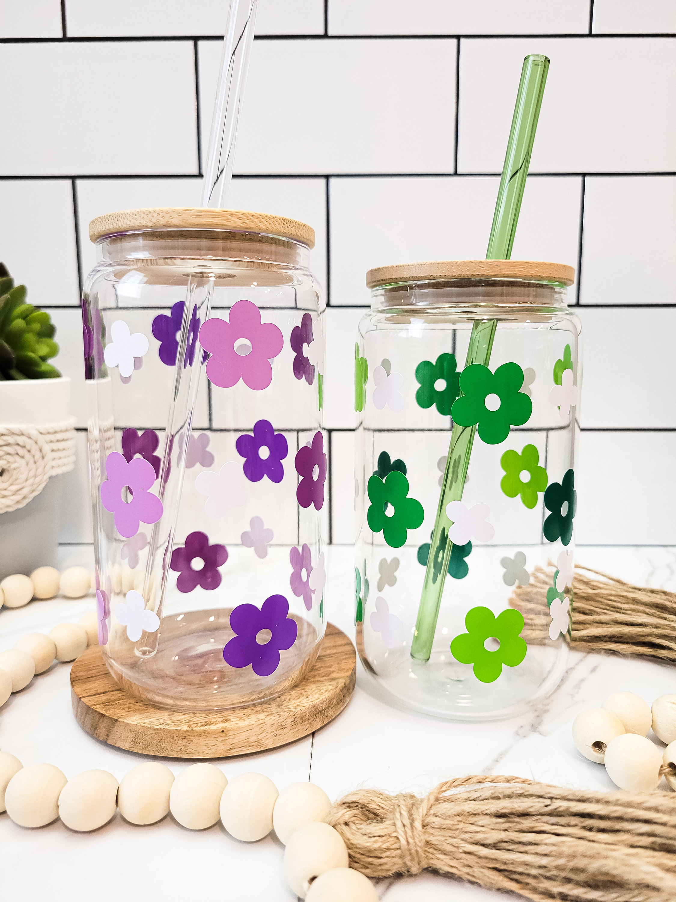 Iced Coffee and Sunshine Cup, Iced Coffee Glass Cup, Cute Aesthetic Gl –  Powered By Daisies