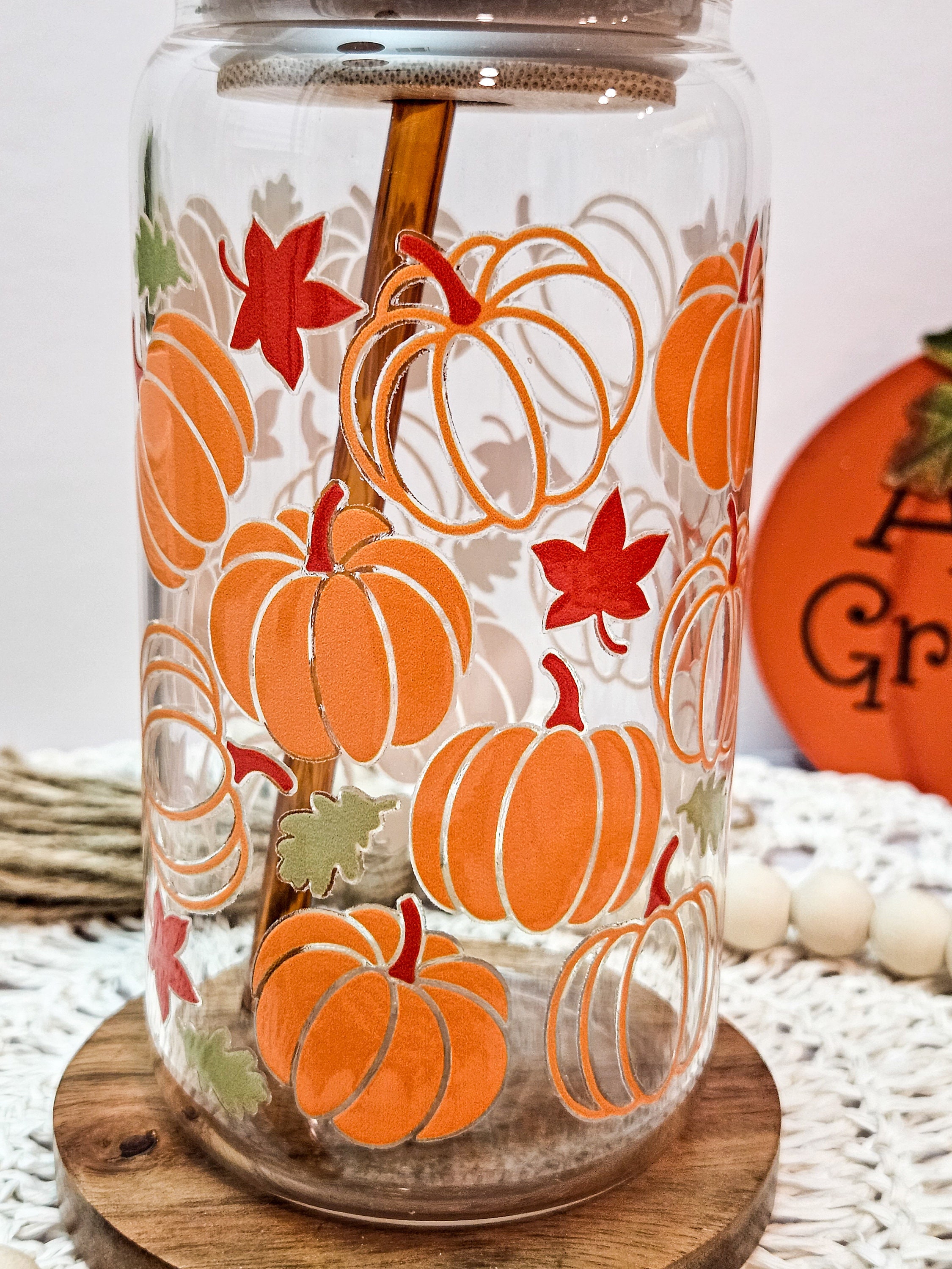 Pumpkin Beer Glass Can, Soda Glass Cup,halloween Glass Cups, Fall