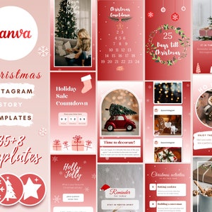35 Christmas Instagram story templates for Canva | 8 highlight icons instagram template | small business | blogger template | unique | Xmas