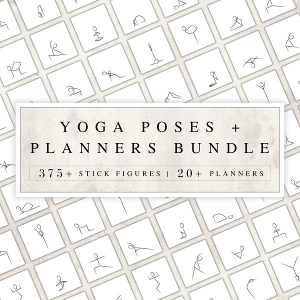 Yoga Pose Stick Figures Bundle | Yoga Teacher Class Plans | Yoga Sequence Planner | 375+ Yoga Poses | Yoga Flow Planner | Yoga Poses PNG JPG