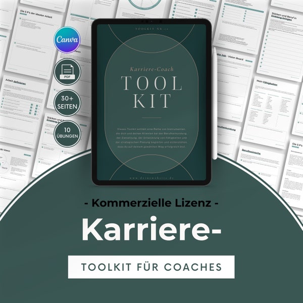 Karriere Coach Canva Toolkit für Coaches, 30+ Übungsblätter beliebig und individuell anpassbar, Werkzeugkiste zum Thema Karriere