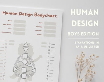 Human Design Bodygraph Boys Edition | Human Design Chart PDF | Human Design Overview | Human Design Notes | HD Bodygraph Templates