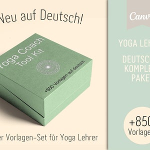 Yogaleraarsjablonenpakket Duits, Canva Coachingbundel, afdrukbare cursusplanner, volgordeplanner, yogahoudingen, sociale media, meditatie, asana