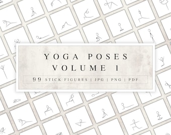 Yoga Pose Stick Figures | Yoga Illustrations for Yoga Class Planner | Graphics for Yoga Sequences | Yoga Images for yoga stickers & yoga mug