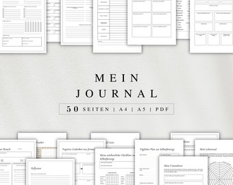 My journal as a PDF version in German (A4 & A5) | 50 minimalist diary pages A4 | Can be printed out or used digitally on the iPad