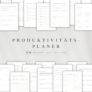 Productivity planner as a PDF version in German (A4 & A5) | 60 minimalist planner pages to print out or use digitally on the iPad