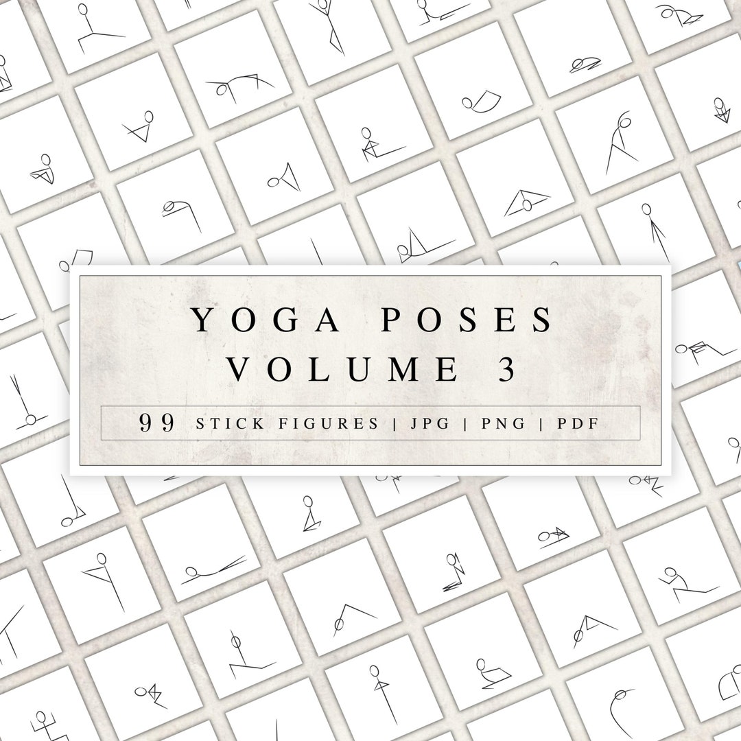 Yoga Pose Stick Figures Yoga Illustrations for Yoga Class Planner Graphics for Yoga Sequences