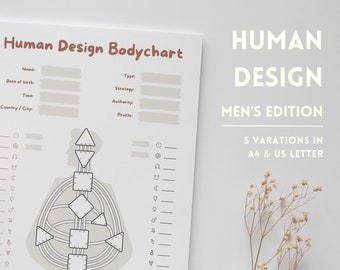 Human Design Bodygraph Mens Edition | Human Design Chart PDF | Human Design Overview | Human Design Notes | HD Bodygraph Templates