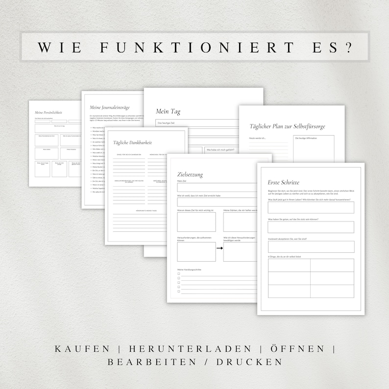 My journal as a PDF version in German (A4 & A5) | 50 minimalist diary pages A4 | Can be printed out or used digitally on the iPad image 5