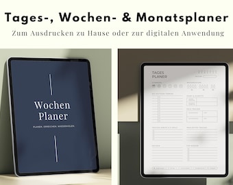 Daily Planner, Weekly Planner & Monthly Planner, Digital Download to Print, Minimalist Design, Digital Planner, German Planner