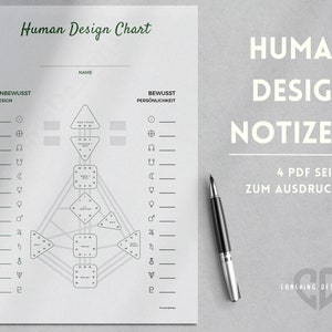 Human Design Bodygraph Printable | Human Design Chart PDF | Human Design Overview German | HD Notes German | HD body graph template
